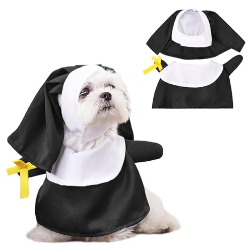 HOTUMN Nonne Hund Halloween Kostüm - Halloween Party Haustier Kleidung Set Katze Nonne Cosplay Kostüm für Katzen Welpen und kleine Hunde von Hotumn