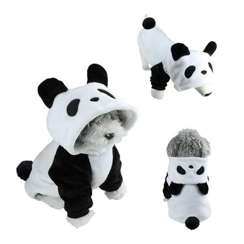 HOTUMN Panda-Hunde-Halloween-Kostüm, Haustier-Halloween-Cosplay-Hoodies, niedlicher Welpen-Panda-Kostüm, warme Outfits für kleine und mittelgroße Hunde (Größe S) von Hotumn