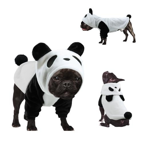 HOTUMN Panda-Hunde-Halloween-Kostüm, Haustier-Halloween-Cosplay-Hoodies, niedliches Welpen-Panda-Kostüm, warme Outfits für kleine und mittelgroße Hunde (Größe M) von Hotumn