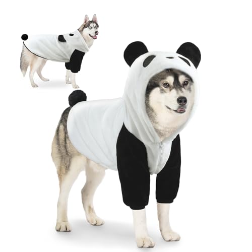 HOTUMN Panda-Hunde-Halloween-Kostüm, Haustier-Halloween-Cosplay-Hoodies, niedliches Welpen-Panda-Kostüm, warme Outfits für kleine und mittelgroße Hunde (Größe XL) von Hotumn