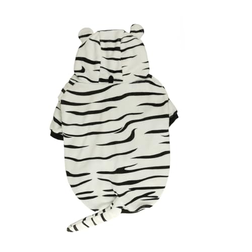 HOTUMN Tiger-Kostüm für große Hunde – Halloween-Kostüm, warme Kleidung und niedlicher Kapuzenpullover, Wintermantel für mittelgroße und große Hunde (Weiß, Größe 3XL) von Hotumn