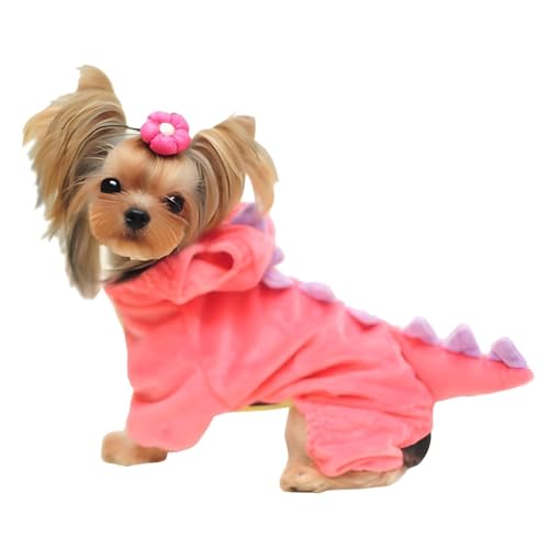 Hotumn Dinosaurier-Hunde-Halloween-Kostüm, Dino-Kapuzenpullover für mittelgroße Hunde (XX-Large, Rosa) von Hotumn