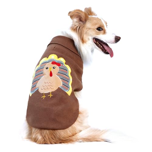 Hotumn Hundepullover mit Loch Thanksgiving Klassische Strickwaren Welpen Hundehemden Truthahn Muster Hundekleid Warm Winter Haustier Kleidung für kleine mittelgroße Hunde (Large) von Hotumn