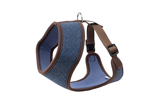 House of Paws Hundegeschirr aus Memory-Schaum, Tweed, Größe M, Marineblau von House of Paws