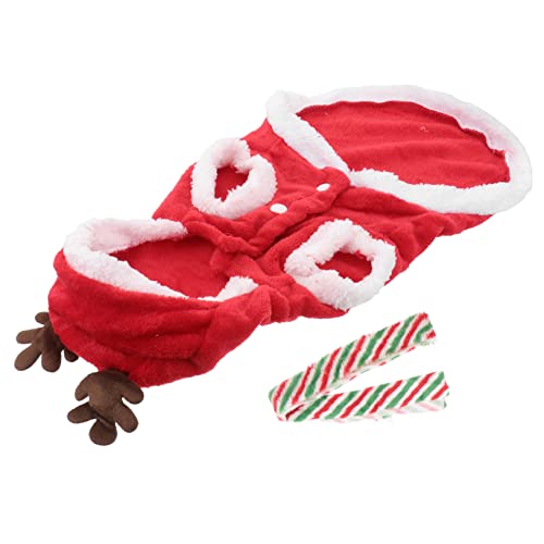 Housoutil 1 Satz Haustier Hund Weihnachten Elch Kleidung Set Santa Hundekostüm Kleiner Hundepullover Weihnachtsmann-Kostüm Kleider Haustierschal weihnachtshunde-Outfits rot von Housoutil