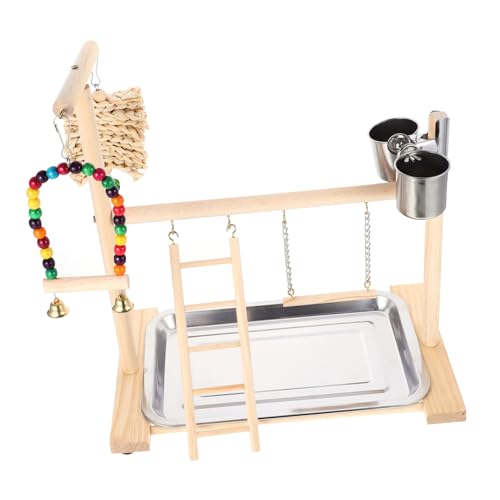 Housoutil Vogel Playstand Sittich Spielzeug African Gym Pet Training Stand Leiter Rack Stabile Desktop Vogel Spielzeug von Housoutil