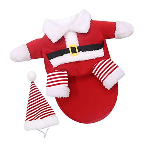 Housoutil 1 Satz Haustier Hund Weihnachten Biped Kleidung Set Kleiner Hundepullover Lila Kies für das Aquarium Weste Mantel Weihnachtspullover Hundemantel Hundeumhang warm von Housoutil