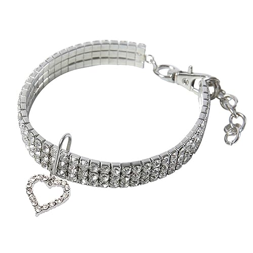 Housoutil 1 Stück Katzenkette Für Haustiere Herz-medaillon-Halskette Mode-Haustier-Halskette Haustier Halskette Strass Hundehalsband Bling Welpenhalsband Strasskragen Weihnachten Weiß Perle von Housoutil