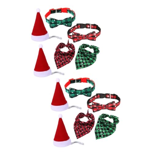 Housoutil 12 STK Haustier-Weihnachtsset Santa Hundehalsband Weihnachtskragenschleifen Haustier Elfenmütze Verstellbarer Kragen verstellbares Haustierhalsband Haustier Katze dreieckiger Schal von Housoutil