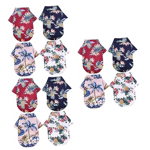 Housoutil 12 STK Haustierhemd Sommerliche Hundebluse Ananas-Shirt Welpenkleidung Für ädchen Großes Hundeshirt Hund Hawaiihemd Strand-Outfits Klein Hunde-Outfit Polyester Kleider Mode Junge von Housoutil