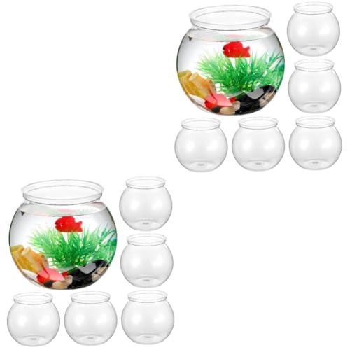 Housoutil 12 Rundes Fischbecken Plastik Aquarium Plastikfischschale Mini-Terrarienvase Rundes Terrarium Mini-Pflanzgefäße Tischdekoration Fischglas Fischschüsseln von Housoutil