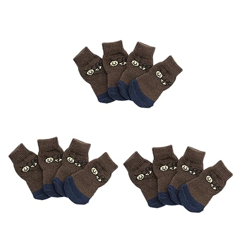 Housoutil 3er-Set Hundesocken Mit Cartoon-Aufdruck Haustiersocken Aus Baumwolle Größe S Nicht-kleidungszubehör Für Hunde Und Haustiere 4 Stück X 3 von Housoutil