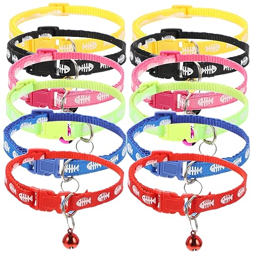 Housoutil 12St Haustierhalsband Hundehalsband mit Fischdruck Kätzchenhalsband mit Glöckchen buntes Katzenhalsband dekoratives Katzenhalsband schmücken Hündchen Zubehör Hausfisch von Housoutil