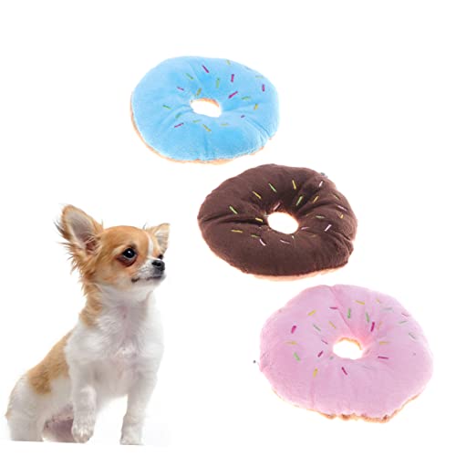 Housoutil 12 Stück Haustier-Kauspielzeug Quietschendes Hundespielzeug Flaches Tier Hundespielzeug Haustier Zahnendes Katzenspielzeug Donut Hund Quietschspielzeug Flauschige von Housoutil