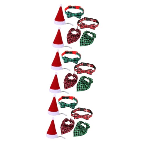 Housoutil 18 STK Haustier-Weihnachtsset Weihnachtshalsbänder für Hunde Kätzchen-Bandana-Schal Haustierhut verstellbares Haustierhalsband Verstellbarer Kragen einstellbar dreieckiger Schal von Housoutil