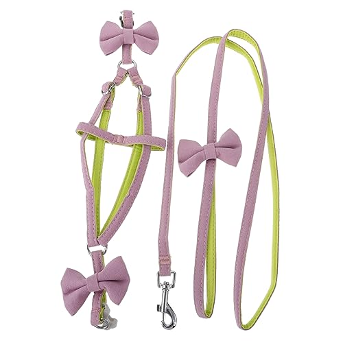 Housoutil 1stk Leine Hundegeschirr Im Bowknot-Design Katze Hund Geschirr Gurt Traktionsgurt Für Haustier Kabel Zum Schleppen Von Hunden Reisen Violett Polyester Seil Einstellbar von Housoutil