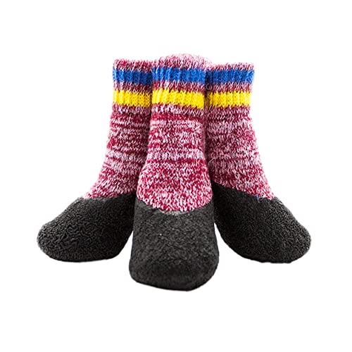 2 Paar Winterschuhe für Hunde pet Supplies Hunde Schuhe rutschfeste Socken für Hunde rutschfeste Hundestiefel warme Socken sockenschuhe Haustier Hund Socken Haustiersocken draussen von Housoutil