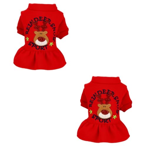 Housoutil 2 STK Hunde-Hoodie-Pullover grüne Anzüge Hundekleid Weihnachtshundekostüm Ostern Dog Christmas Costume hundeweihnachtskostüme Kleider Kleidung Welpenkleid Hündchen einstellen rot von Housoutil