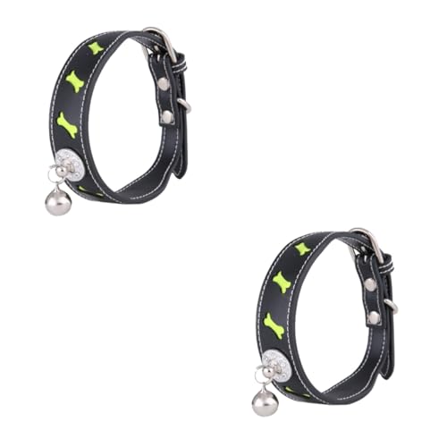 Housoutil 2 STK Jingle Bell Hundehalsband Hundehalstücher elegant Lovely Lederhalskette Welpen aus PU- Haustierhalsband mit Glöckchen einstellbar die Klingel binden von Housoutil