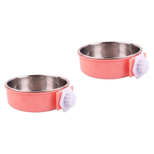 Housoutil 2st Haustier Futter Käfig Hängende Schüssel Essen Nahrung Wasser Feeder Coop-käfig-Cup-Feeder Futterstelle Für Kaninchen Hundenäpfe Welpennapf Rostfreier Stahl Abnehmbar Hundekäfig von Housoutil