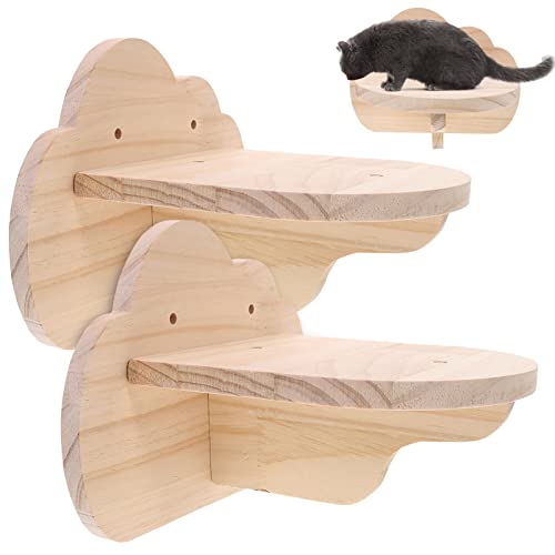 Housoutil Jugueten 2 Stück Katzen- Wandregale Katzen- Kletterregal Wandmontage mit Wolkendesign Katzentreppenleiter- Katzenhängematte zum Schlafen Spielen Und Klettern Katze von Housoutil