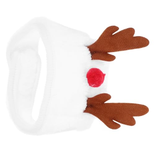 Housoutil 2 STK Haustier Weihnachtsmütze Haustier Rentiergeweih Cosplay Hut Hundemütze Haustiere Präsentieren Tierkopf- Rote Mütze Polyester Weiß Lätzchen Hundekopf von Housoutil