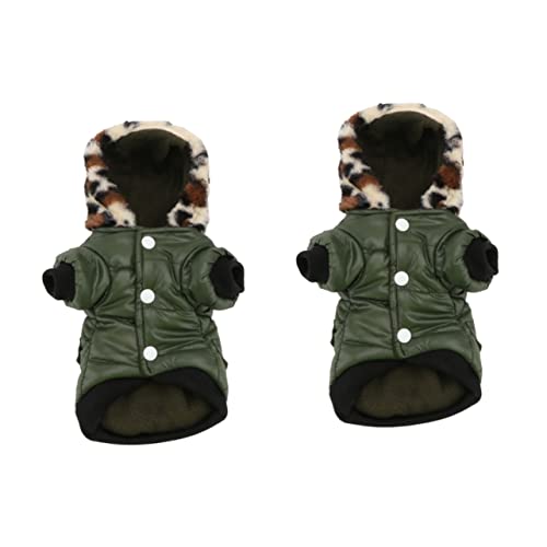 2St Hundeweste Hunde-Hoodie kleine Hunde-Outfits hundemantel für französische Bulldogge Dog Raincoat Kleider Kleidung Hundevlies Hundemäntel Pelzkragen Jacke mit Hut Militärmantel von Housoutil