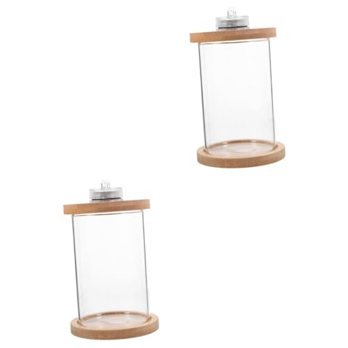 Housoutil 2 Stück Glaseimer Aquarium Aquarium Mit Licht Transparenter Behälter Beleuchtetes Terrarium Aquarium-Set Glasbehälter Glasterrarium Schreibtisch Aquarium Aquarien Holz von Housoutil