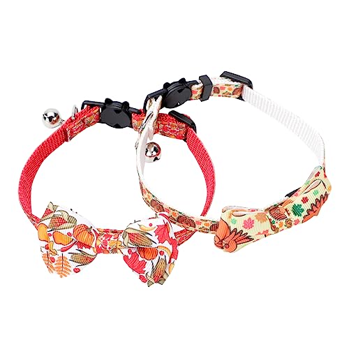 Housoutil 2St Haustierhalsband Katzenbleihalsband Katze Bowknot-Krawatte Halskette Katzenbedarf Thanksgiving-Haustierhalsbänder Haustier Katze schmücken Lieferungen Plastik von Housoutil