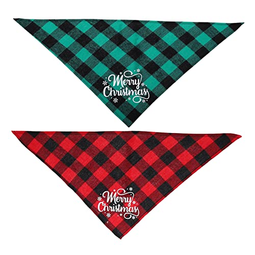 Housoutil 2st Karierter Haustierschal Bandana-schal Tartan-schal Sabbern Lätzchen Schleppleine Totenkopf-lätzchen Heimtierbedarf Für Kleine Hunde Weihnachtsutensilien Dreieck Baumwolle von Housoutil