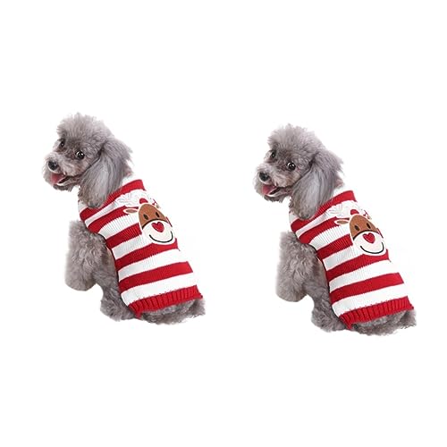 Housoutil 2St Weihnachtskatzenkleidung Weihnachtskatzenpullover Hund warme Kleidung Hundekleidung für mittelgroße Hunde Kleider Kleiner Hundepullover Welpenkleidung Haustier Hund Mantel Chef von Housoutil