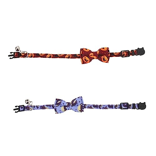 Housoutil 2St Katzenhalsband Kätzchenhalsbänder Kätzchen Sicherheitshalsband welpen Halskette dekoratives Hundehalsband Katze Krawatten Halloween schmücken Glockenkragen Polyester von Housoutil