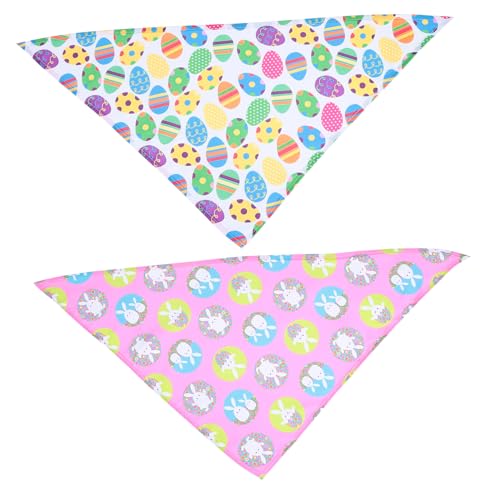 Housoutil 2st Osterdreieck Schleppleine Lustiges Hundetuch Osterhundehalstuch Osterkatzenkostüm Eier Dekorieren Hund Dekoratives Bandana Kleidung Lätzchen Polyester Haustier von Housoutil