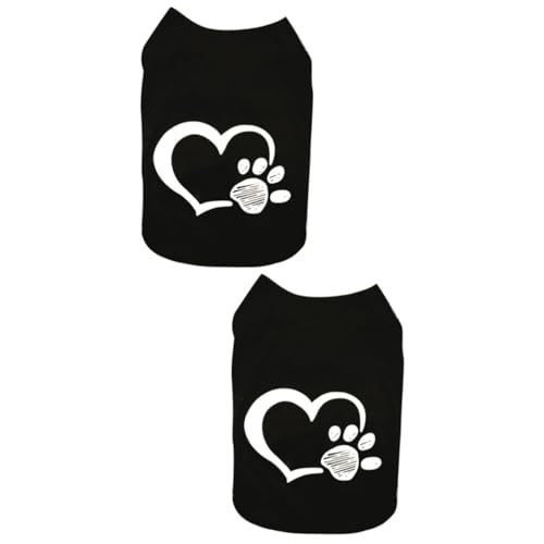 Housoutil 2st Haustierweste Party-hundetuch Hund Weste Stoff Haustier Sommerkostü Haustier-Herz-fußabdruck-Muster-Weste Tanktops Spitzen Welpe Sommeroberteile Sommerkleider Shirt Der Hund von Housoutil