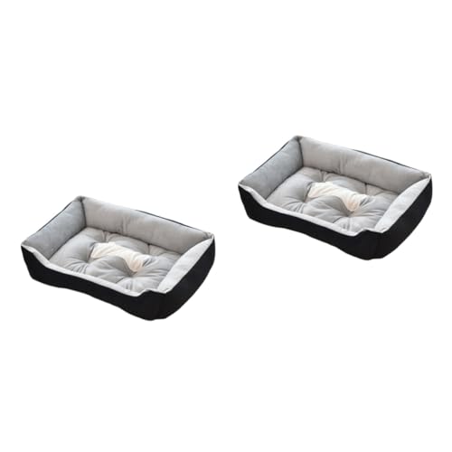 Housoutil 2 Stücke Komfortable Pet Nest 45cm Hund Bett Decken Bett Kurze Plüsch Pad Für Katzen Hunde Schwarz von Housoutil