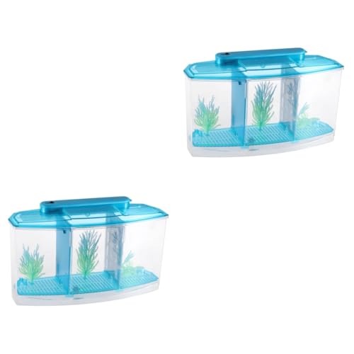 Housoutil 2St Kinder Aquarium aufzuchtfutter Fische Home Dekoration Fische züchten wohnungsdeko Aquarium Mini Goldfischbecken Mini-Aquarium Desktop-Aquarium klein Betta-Box Ausrüstung Büro von Housoutil