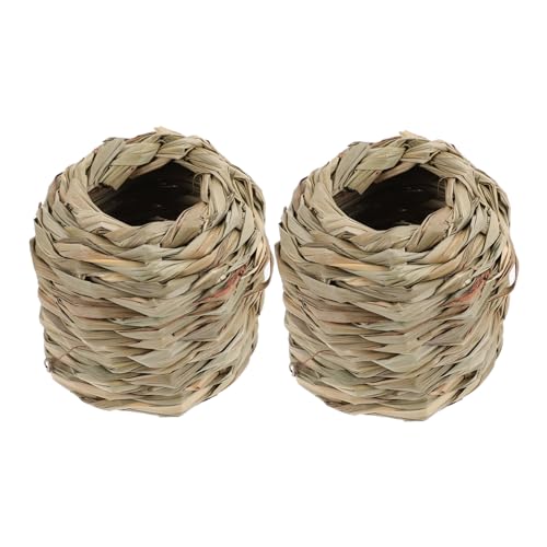 Housoutil 2pcs Gemütliche Stroh Tunnel Nest für Hamster Kreative Pet Hideout Burg Dekorative Nest Sicher Hideaway von Housoutil