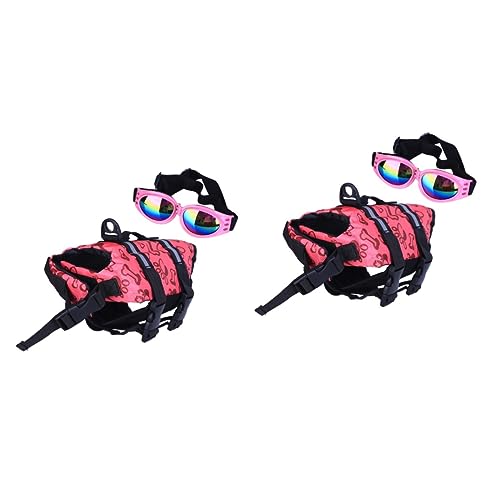 Housoutil Welpe 2St Hunde schwimmweste schwimmwesten für Hunde Hundeschwimmweste in Rosa Hundeschwimmweste mit Hundesonnenbrille Welpenleben der Hund Rettungsring Hündchen Rettungsweste von Housoutil