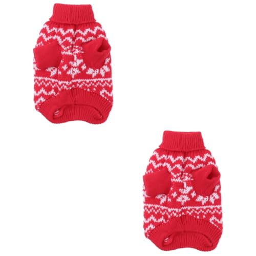 Housoutil 2st Süßer Pullover Halloweenkostü Welpenkleidung Strickkleidung Roter Hundepullover Weihnachtspullover Für Katzen Welpen äntel Weste Mantel Weihnachtskostüme Overall Niedlich von Housoutil