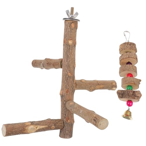 Housoutil Vogel-stäbchen-Spielzeug-Set Naturholz Papageien-Zweig Sitzstange Ständer Für Vögel Papageien-kletterstange Für Den Käfig Zufällige Farbe von Housoutil