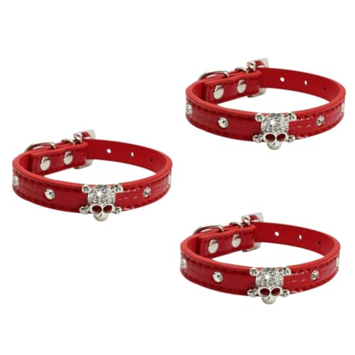 Housoutil 3 Stück Halsband Halloween Haustierhalsband Kreatives Pu-hundehalsband Für Welpen Bequemes Robustes Haustierzubehör Größe S von Housoutil