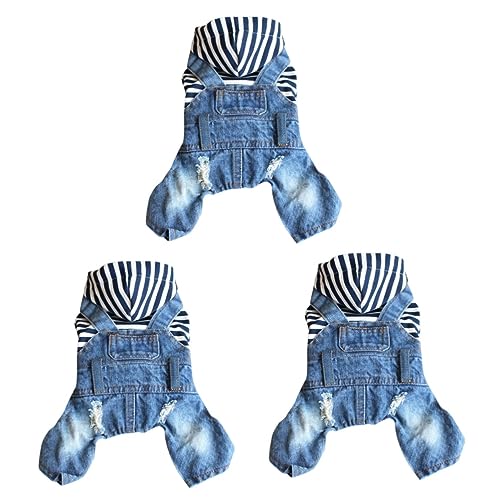 Housoutil 3 STK Hunde-Jeans-Hose Denim-Kleidung Haustier+Kleidung Größentabelle für Haustierkleidung der Hund hosenträger Kleider Welpenkleidung Overall Hundeklamotten Einteilige Hose von Housoutil