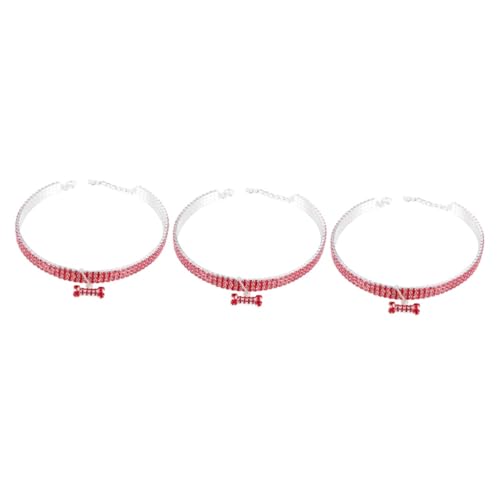 Housoutil 3 Stücke Chic Strass Haustier Halsband Für Hund Mini Form Kette Rot Größe Hund Zubehör von Housoutil