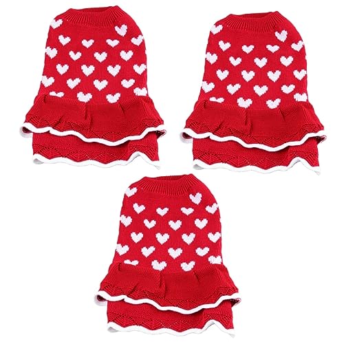 Housoutil 3St Welpenkleid Haustierhemden Welpenpullover Weihnachts-Hundepullover Glaskugel Rock rosa Pullover Weihnachtspullover Haustierkleidung Haustierzubehör festlich Hundekleidung von Housoutil