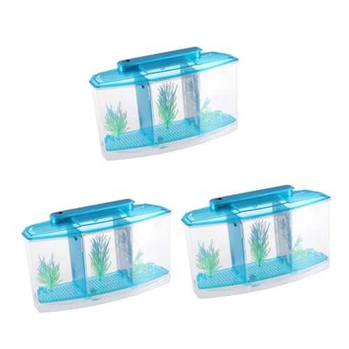 3St Kinder Aquarium aufzuchtfutter Fische welpennapf Aquarium Mini wassertank Fish Tank Desktop-Aquarium Mini-Aquarium Schreibtisch Betta-Box Goldfischglas kleines Fischbecken Büro von Housoutil