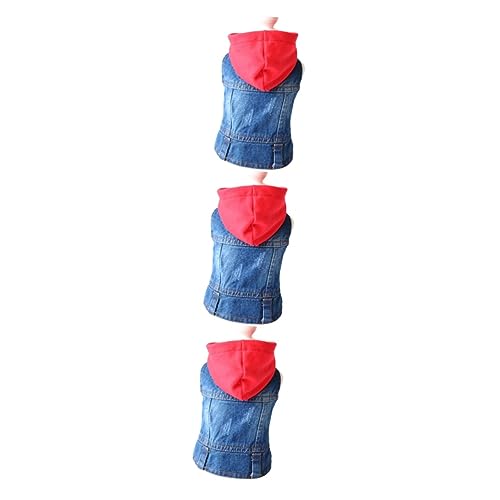 Housoutil 3St -Jeans-Kleidung Haustier Jeansjacke Dog Clothes for small Dogs Pet Clothes for Puppies Frühlingskleidung ärmellose Jeansjacke gestrickte Mützenkleidung Shirt von Housoutil