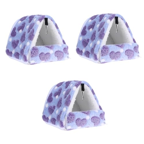 Housoutil 3St Igelnest Mini-Baumwollnest für Haustiere kleines Bett Igel warmes Nest haustierbett pet Bed Schlafsack Hamster kleines Tierbett Winter Meerschweinchen Sofa Kleine Tiere Violett von Housoutil