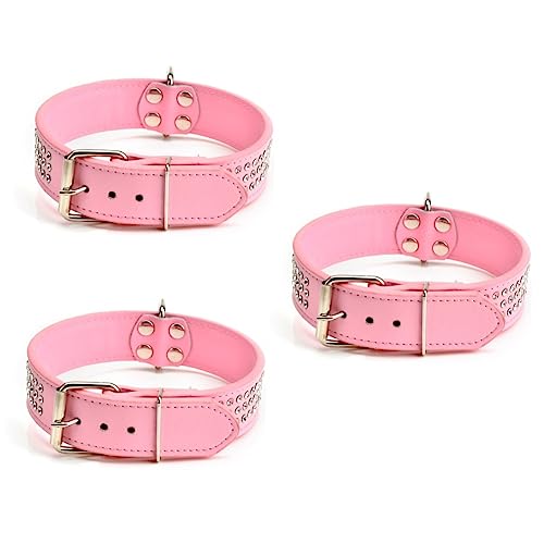 Housoutil 3st Verstellbares Hundehalsband Pu-hundehalsband Kleine Hundehalsbänder Hübsche Hundehalsbänder Rosa Hundehalsband Katze Hundehalsband Strasssteine Einstellen Perlmutt von Housoutil