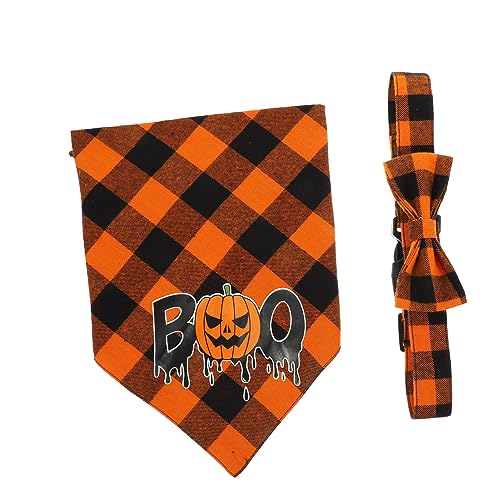 Housoutil 4 Sets Halloween Dreiecksschal Wiederverwendbarer Hundeschal Halloween Kätzchenhalsband Tragbares Welpenhalsband Welpen Bandana Halsband Halloween Katzenlätzchen Orange von Housoutil