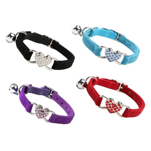 Housoutil 4 Stück Farbe Diamant Katzenhalsband Schnalle hundehalsband Valentinstag Hundekostüm Strasssteine Glockenhalsband für Haustiere Katzenbedarf Basic Farbiger Diamant Haustierzubehör von Housoutil